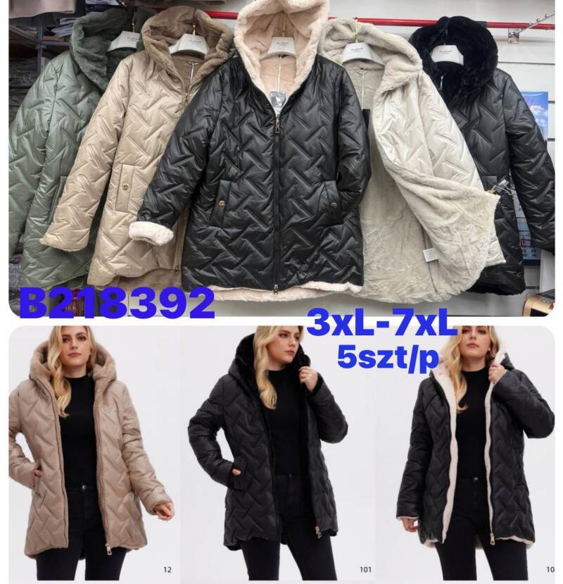 Kurtki damskie zimowe Roz 3XL-7XL, 1 Kolor Paczka 5 szt